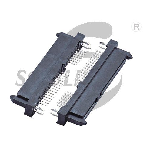 SATA7+15P female head short body straight single row feet with harpoon