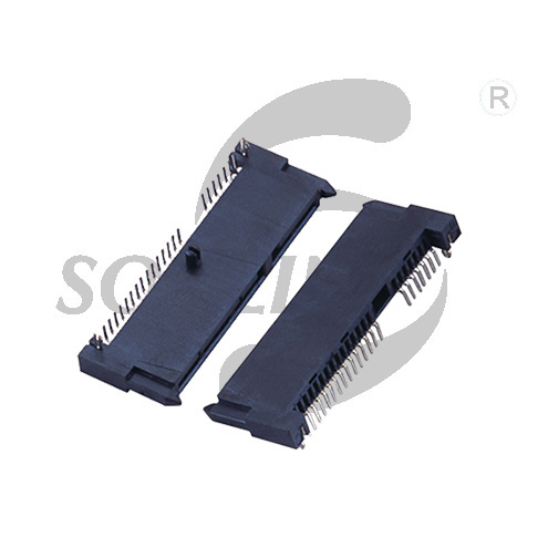 SATA7+15P female head right angle with center column plate right angle below