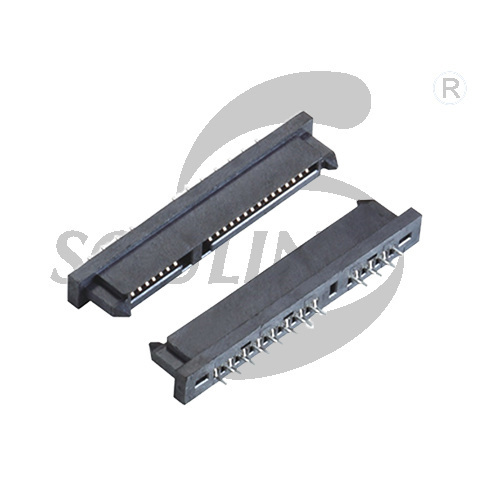 SATA7+15P female head short body flat head straight without K legs with dual row feet