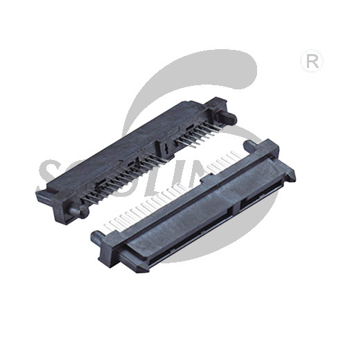 SATA7+15P female head with double column straight B feet single row feet